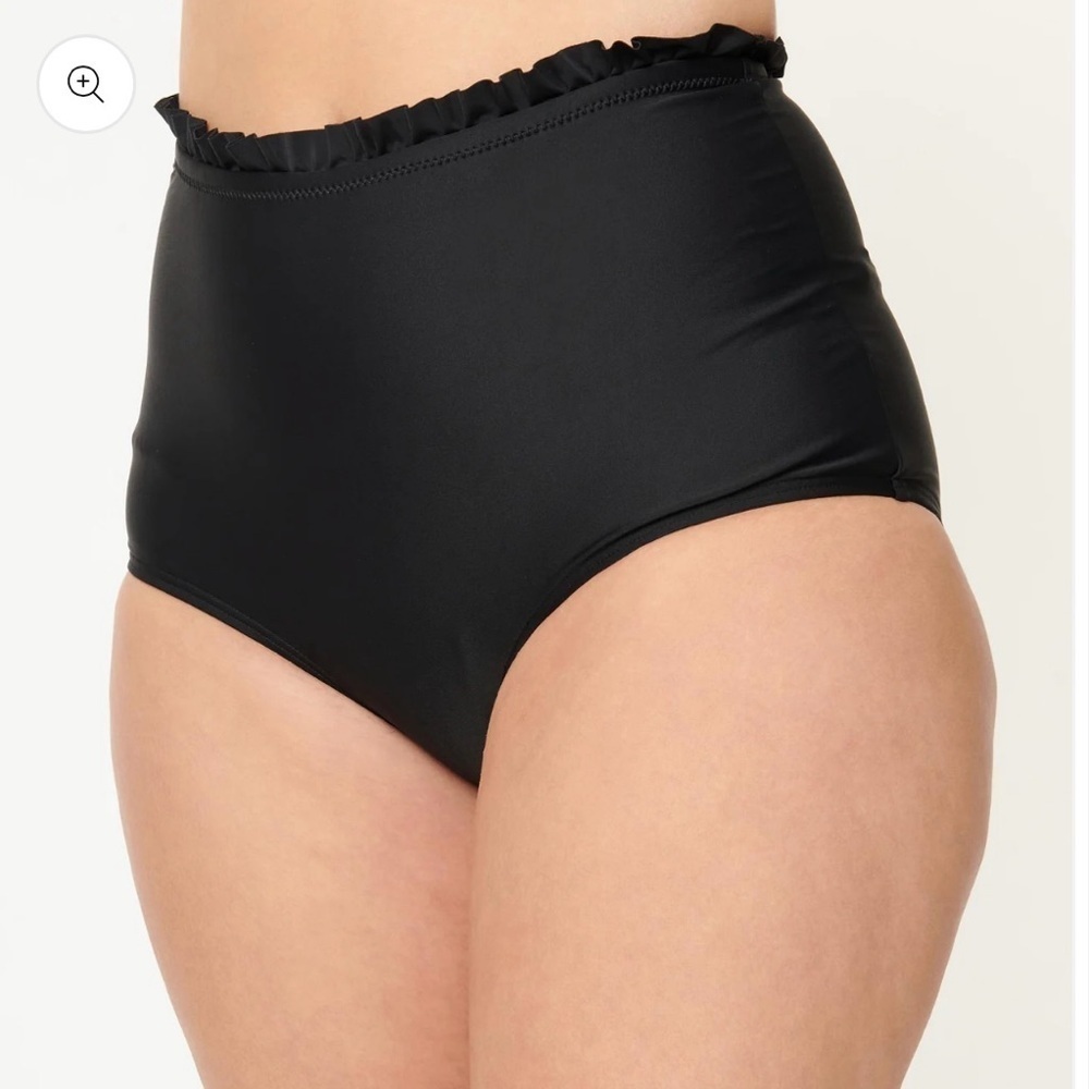 Unique Vintage Black High Waist Cape May Swim Bottom- Black- Size 3X- NWT